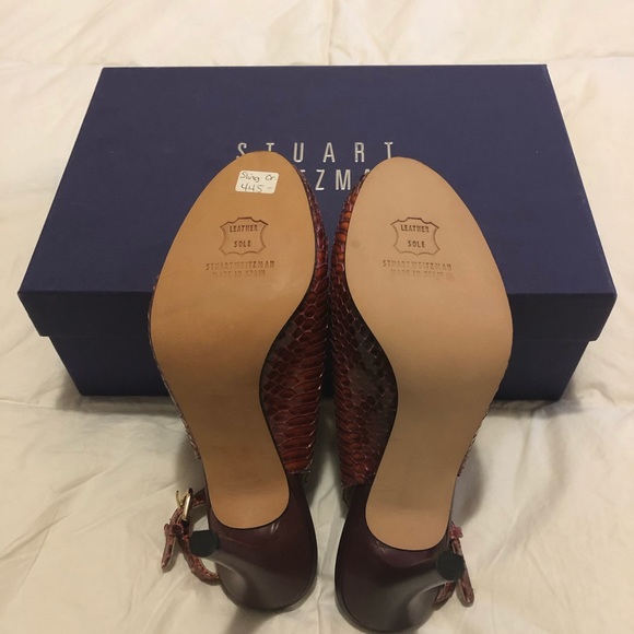 Stuart Weitzman Slingin Open Toe Snakeskin Auth - Picture 5 of 8